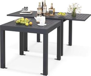 Stó ogrodowy KOMFOTTEU rozkadany dla 4-6 osób, stó jadalniany regulowany w zakresie 80-160 cm, stó patio odporny na warunki atmosferyczne z aluminiow ram, rozkadany stó bistro na patio, do ogrodu, na basen (ciemnoszary)