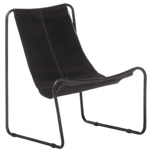 Krzesło wypoczynkowe, czarne, skóra naturalna