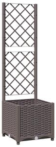 Donica ogrodowa z kratką, brązowa, 40x40x136 cm, PP