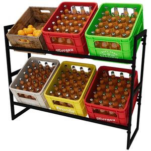 HMOREY Stojak na skrzynki na napoje Stojak kuchenny 6-8 skrzynek Stojak na skrzynki na piwo Solidny stojak na napoje 104x32x82 cm