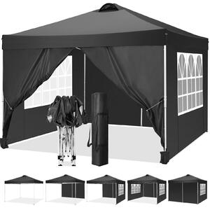 Pawilon 3x3m rozkadany pawilon z 4 cianami bocznymi, wodoodporny, ochrona UV 50+ namiot ogrodowy namiot imprezowy, z torb, czarny