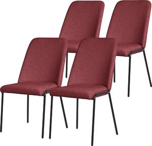 ML-Design krzesa do jadalni zestaw 4 czerwonych krzese kuchennych z poliestru z metalowymi nogami krzeso do salonu z oparciem tapicerowane krzesa do jadalni kuchnia