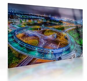 Obraz na szkle - nocna panorama miasta (70x50 cm)