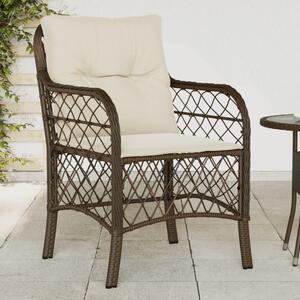 Krzesła ogrodowe z poduszkami, 2 szt., brązowe, rattan PE