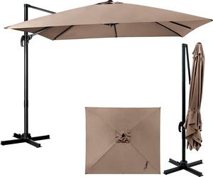 KOMFOTTEU parasol wspornikowy, parasol balkonowy prostoktny, parasol ogrodowy skadany z regulacj wysokoci, parasol plaowy 300 cm z podstaw krzyow, stabilny i wysokiej jakoci parasol rynkowy