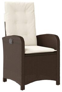 Rozkładany fotel ogrodowy z poduszkami, brązowy polirattan