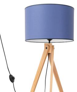 Lampa stojąca podłogowa z abażurem granatowym trójnóg drewniany 1xE27 15W SKUMRA Pure Lume