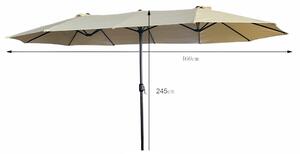 Podwójny parasol ogrodowy TILIA w kolorze beowym 460x270x245 cm