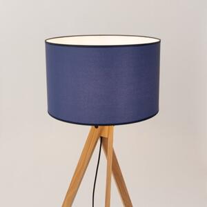 Lampa stojąca podłogowa z abażurem granatowym trójnóg drewniany 1xE27 15W SKUMRA Pure Lume