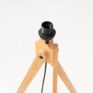 Lampa stojąca podłogowa z abażurem taupe trójnóg drewniany 1xE27 15W SKUMRA Pure Lume