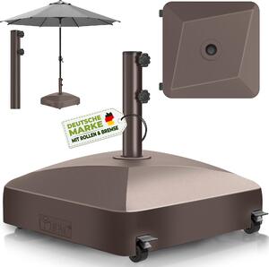 Tillvex® Podstawa parasola GRAVIA z kókami i hamulcami Brzowa | Podstawa parasola z moliwoci napenienia 37 litrów / 56 kg | Waga parasola Parasol ogrodowy i parasol targowy Ø 1,8-3,7 m | Podstawa parasola wiszcego odporna na warunki atmosferyczne