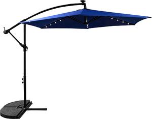 Aga Parasol ogrodowy skadany z regulacj i owietleniem LED 300 cm 3 m ciemno niebieski