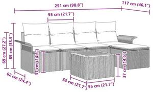 Zestaw Mebli Ogrodowych Komplet Wypoczynkowy Z Poduszkami 6-Częściowy Czarny Rattan Na Taras Balkon Ogród