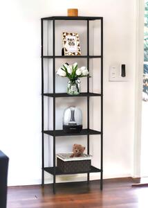 DanDiBo Póka Stojca Czarna Wska Metalowa z 5 poziomami 170x50x35 cm Póka azienka Kuchnia Stojca 96472 Metalowa Póka do Przechowywania Póka Nowoczesna