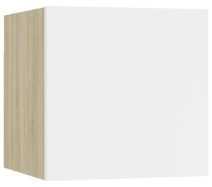 Szafka nocna, biel i dąb sonoma, 30,5x30x30 cm, płyta wiórowa