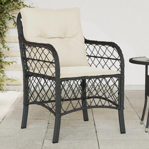 Krzesła ogrodowe z poduszkami, 2 szt., czarne, polirattan