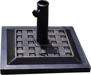 KOMFOTTEU Kwadratowy stojak na parasole wykonany z ywicy, stojak na parasole 38/48 mm, stojak na parasole balkonowe, 44 x 44 x 33 cm, brzowy