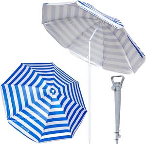 Parasol ogrodowy z kotw skadany plaowy 174 cm idealny na balkon niebieskie paski