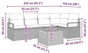 Zestaw Mebli Ogrodowych Komplet Wypoczynkowy Z Poduszkami 6-Częściowy Czarny Rattan Na Taras Balkon Ogród
