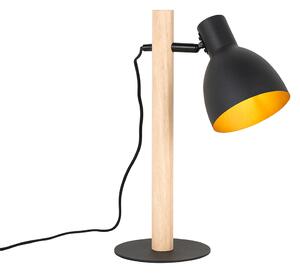 Landelijke tafellamp zwart met hout - Flint Oswietlenie wewnetrzne