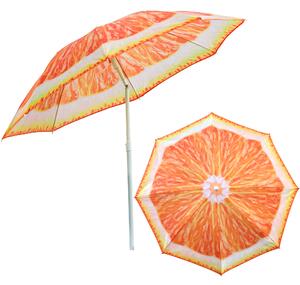 Parasol ogrodowy Materia poliester / stal Kolor pomaraczowy Motyw pomaraczowy D 180 cm H 190 cm Nowoczesny Funkcjonalny
