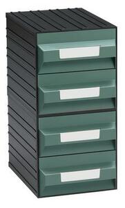Organizer modułowy PS, 4 szuflady, czarny/zielony, 22,5 x 32,2 x 45 cm