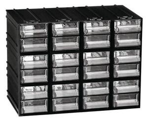 Organizer modułowy,y24 szuflady, czarny/przezroczysty