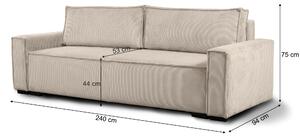 Trzyosobowa sofa rozkładana SMART jasnoszara