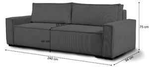 Trzyosobowa sofa rozkładana SMART ciemnoszara