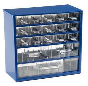 Organizer metalowy, 18 szufladek, niebieski
