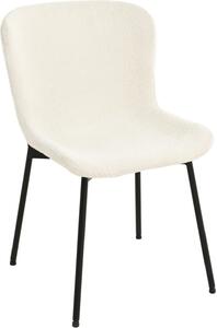 Krzeso HowHomely SABLE kremowa tkanina Bouclé - nowoczesny design, wygodne, czarne metalowe nogi