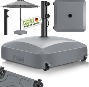 Tillvex® Podstawa parasola PAVERA z kókami i hamulcami, antracytowa | Podstawa parasola z moliwoci napeniania 37 litrów / 56 kg | Waga parasola i parasola ogrodowego Ø 1,8-3,7 m | Podstawa parasola wiszcego odporna na warunki atmosferyczne