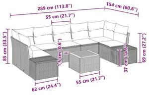 Zestaw Mebli Ogrodowych Komplet Wypoczynkowy Narożny Z Poduszkami 8-Częściowy Szary Rattan Na Taras Balkon Ogród