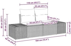 Zestaw Mebli Ogrodowych Komplet Wypoczynkowy 6-Częściowy Czarny Rattan Na Taras Balkon Ogród