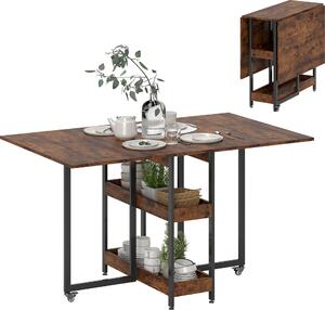 HOMCOM Skadany stó jadalny dla 2-4 osób z 2 otwartymi pókami, stó do jadalni, stó skadany z kókami do maych pomieszcze, jadalnia, kuchnia, 133,4 x 80 x 75 cm, rustykalny brz