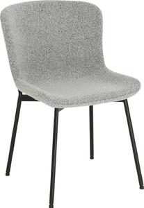 Krzeso HowHomely SABLE szara tkanina Bouclé - nowoczesny design, wygodne, czarne metalowe nogi