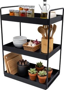 Póka na przyprawy Relaxdays, 3 póki, zajmujca mao miejsca, organizer kuchenny, wymiary: 44 x 26 x 18 cm, organizer azienkowy, metal, czarny