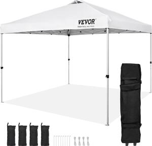 VEVOR altana 304,8x304,8x320cm namiot ogrodowy 250Dpoliuretan tkanina powlekana srebrem skadana altana z torb do przechowywania namiot imprezowy 6-8 osób wyskakujcy namiot biaa altana ogrodowa na wycieczk kempingow