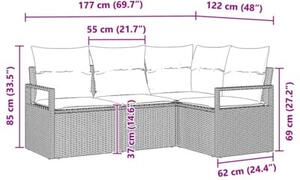 Zestaw sof 4 szt. czarny polirattan