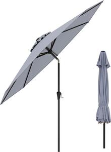 Parasol ogrodowy KOMFOTTEU Ø270 cm, uchylny parasol z ochron UV, parasol na korbk z 6 rozpórkami i rczn korbk, parasol ogrodowy i balkonowy do ogrodu, na targ, na pla