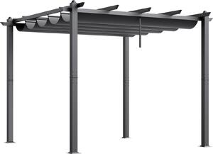 SucceBuy 10'x10' chowana pergola do uytku na zewntrz z baldachimem, wykonana z aluminium, nowoczesna ochrona przeciwsoneczna na patio, ogrody, tarasy i podwórka - Szary