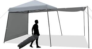 Wysuwana altana 3 x 3 m, altana ogrodowa z 2 regulowanymi markizami, namiot imprezowy ze zwijan torb, skadana altana wodoodporna, namiot ogrodowy na imprezy piknik grill, szary