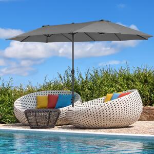 Podwójny parasol 470x280 cm, parasol z rczn korb i 12 ebrami, ochrona UV, parasol ogrodowy (szary)