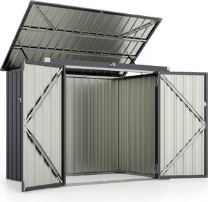 Metalowa szopa ogrodowa, szopa narzdziowa ze stali ocynkowanej z 2 drzwiami, pokrywa na zawiasach, szopa do przechowywania w ogrodzie, 172x100x129 cm, ciemnoszara