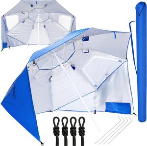 Duy parasol plaowy, ogrodowy, 3w1, skadany parawan z oson UV, Ø 215 cm, niebieski