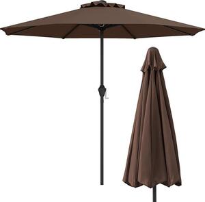 KOMFOTTEU 260 cm parasol z korbk, parasol tarasowy z wentylowan czasz, parasol ogrodowy z 8 rozpórkami, parasol rynkowy na pla, do ogrodu, na basen