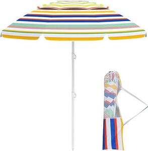 KOMFOTTEU 200cm parasol plaowy przenony z parasolem przeciwsonecznym, lekki parasol ogrodowy z torb do przenoszenia, kotwica do piasku, parasol balkonowy z przyciskiem nachylenia, do basenu, piasku, bez stojaka na parasole