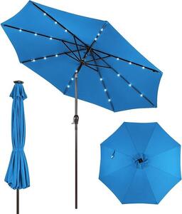 KOMFOTTEU parasol 300 cm z LED, skadany parasol ogrodowy, parasol tarasowy z korb i 8 ebrami i ochron przeciwsoneczn, parasol wspornikowy do ogrodu, balkonu