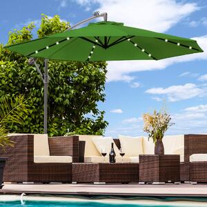 Parasol z owietleniem LED parasol wspornikowy 300 cm parasol ogrodowy pawilon - zielony