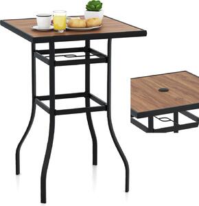 KOMFOTTEU stolik ogrodowy z otworem na parasol, kwadratowy stolik bistro 70 x 70 x 102 cm, metalowy stolik barowy, stolik barowy, stolik balkonowy do bistro, ogrodu, dziedzica